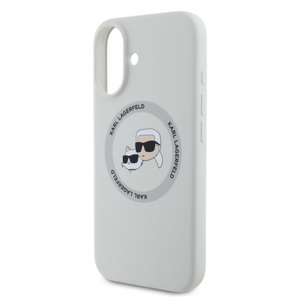 Karl Lagerfeld flytande silikon K&CH Heads MagSafe-fodral till iPhone 16 Beige