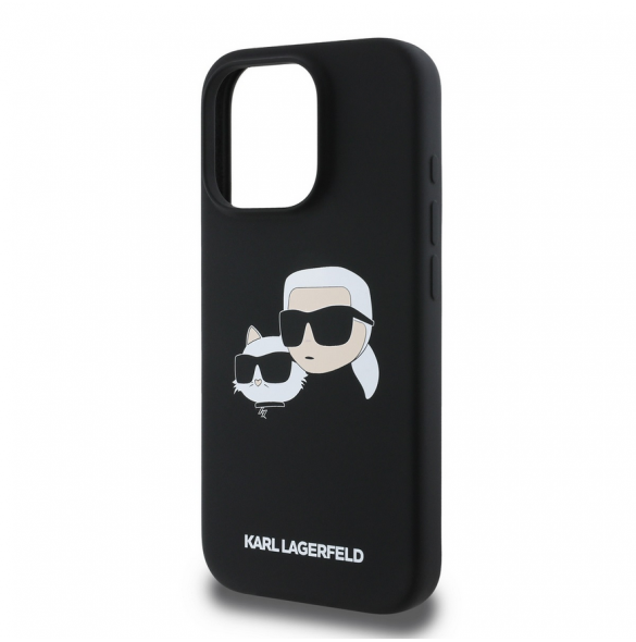 Karl Lagerfeld flytande silikon Double Heads MagSafe-fodral för iPhone 16 Pro Svart