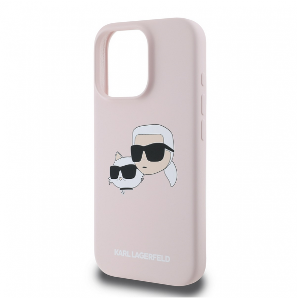 Karl Lagerfeld flytande silikon Double Heads MagSafe-fodral för iPhone 16 Pro Max Rosa
