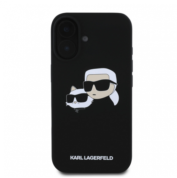 Karl Lagerfeld Flytande Silikon Double Heads MagSafe Fodral för iPhone 16 Plus Svart