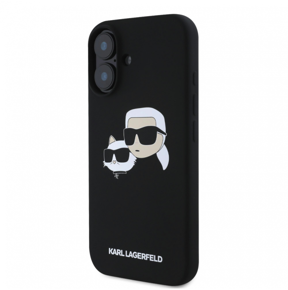 Karl Lagerfeld Flytande Silikon Double Heads MagSafe Fodral för iPhone 16 Plus Svart