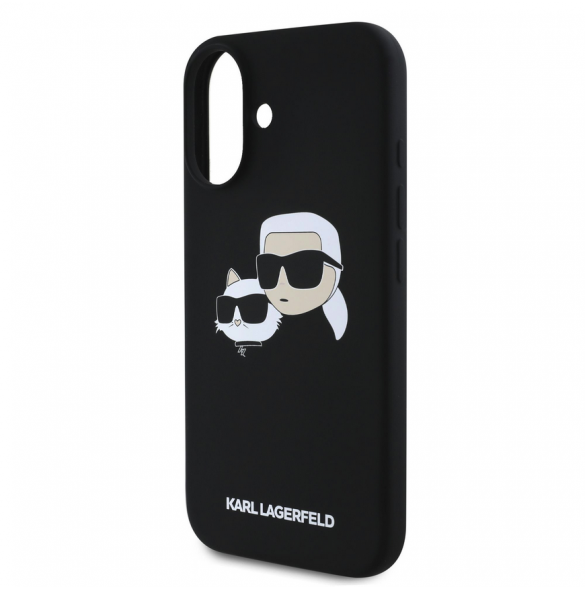 Karl Lagerfeld Flytande Silikon Double Heads MagSafe Fodral för iPhone 16 Plus Svart