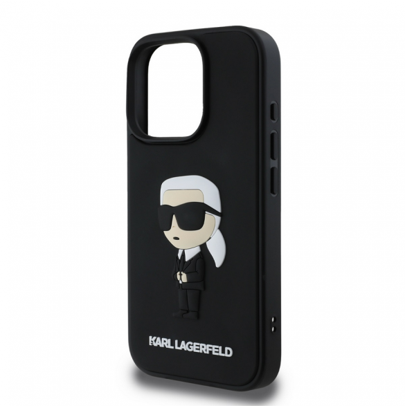 Karl Lagerfeld 3D Gummi Ikonik Fodral för iPhone 16 Pro Svart