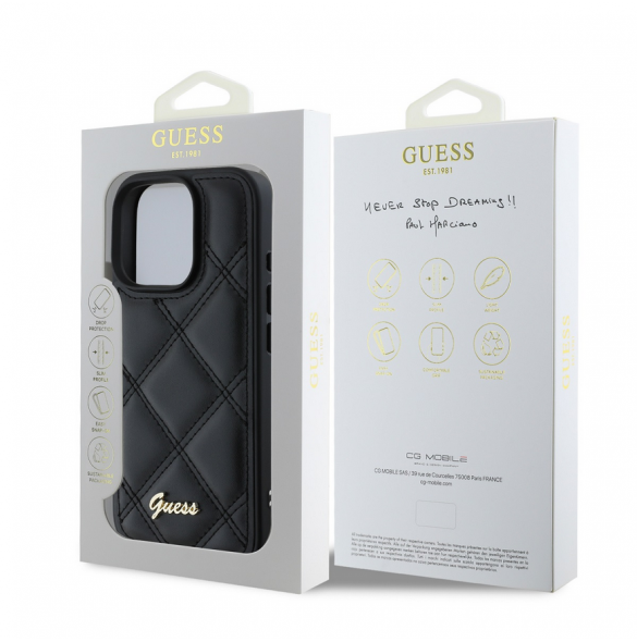 Guess PU Leather Quilted Case för iPhone 16 Pro Black