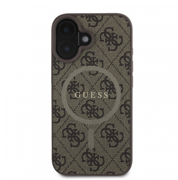 Guess PU Leather 4G Colored Ring MagSafe Fodral till iPhone 16 Brun