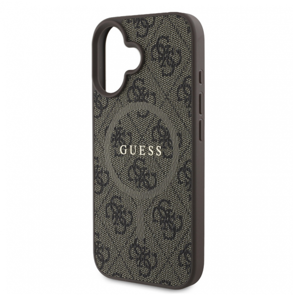 Guess PU Leather 4G Colored Ring MagSafe Fodral till iPhone 16 Brun