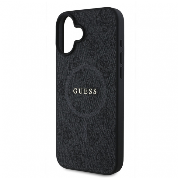 Guess PU Leather 4G Colored Ring MagSafe Fodral för iPhone 16 Plus Svart