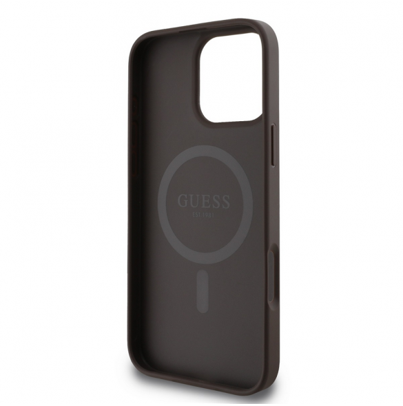 Guess PU Leather 4G Big Love Logo MagSafe Fodral för iPhone 16 Pro Brun