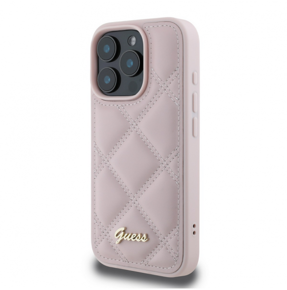 Guess PU Läder Quilted Case för iPhone 16 Pro Pink