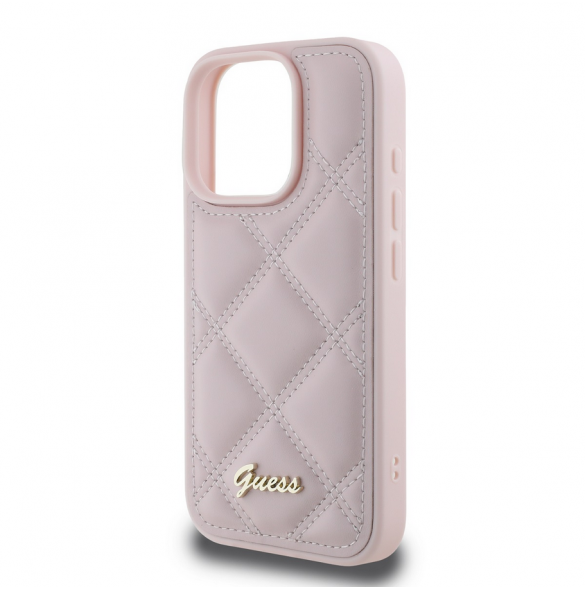 Guess PU Läder Quilted Case för iPhone 16 Pro Pink