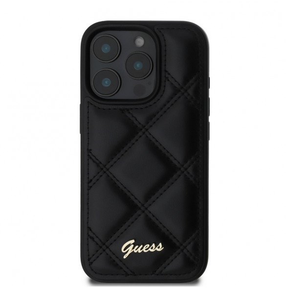 Guess PU Läder Quilted Case för iPhone 16 Pro Max Svart