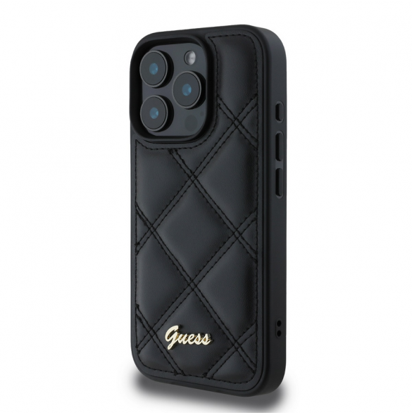 Guess PU Läder Quilted Case för iPhone 16 Pro Max Svart