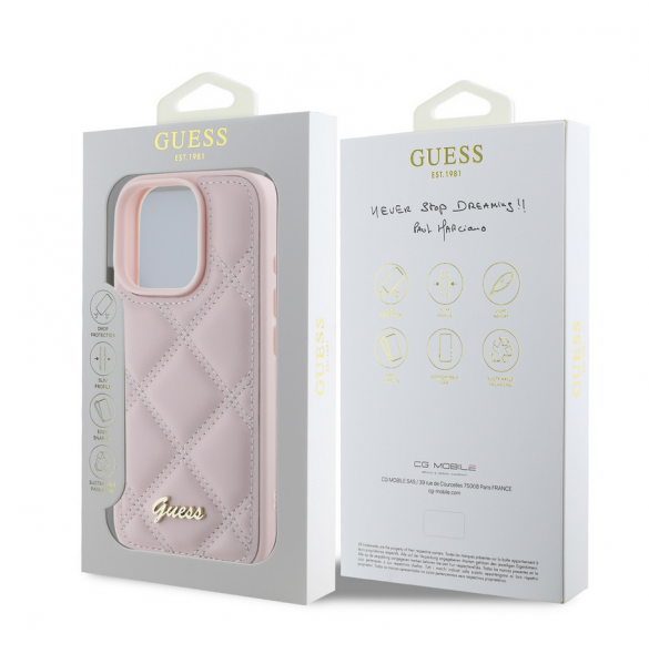 Guess PU Läder Quilted Case för iPhone 16 Pro Max Rosa