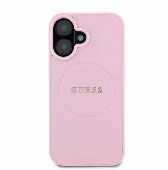 Guess PU Grained Classic Logo MagSafe Fodral för iPhone 16 Rosa