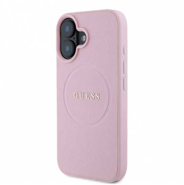 Guess PU Grained Classic Logo MagSafe Fodral för iPhone 16 Rosa