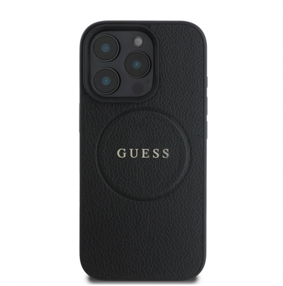 Guess PU Grained Classic Logo MagSafe Fodral för iPhone 16 Pro Svart