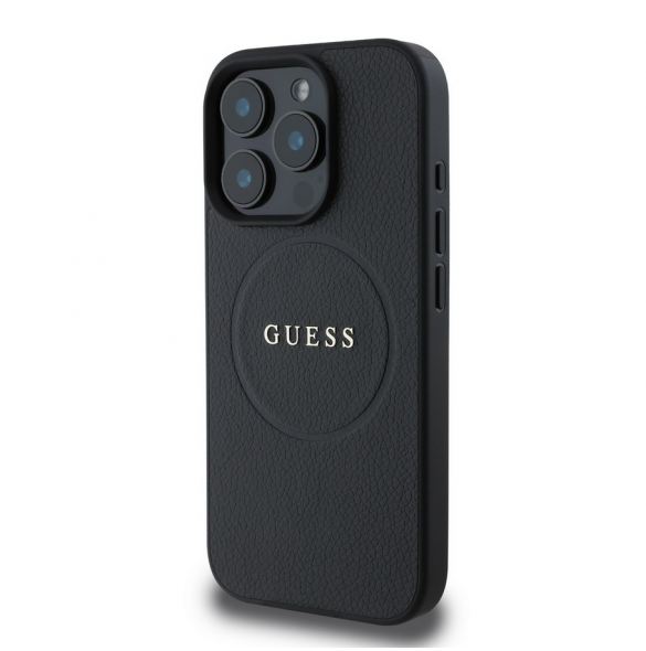Guess PU Grained Classic Logo MagSafe Fodral för iPhone 16 Pro Svart