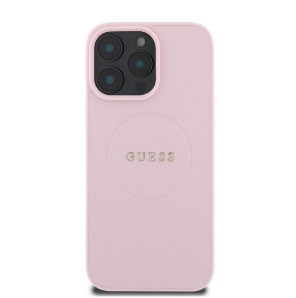 Guess PU Grained Classic Logo MagSafe Fodral för iPhone 16 Pro Max Rosa