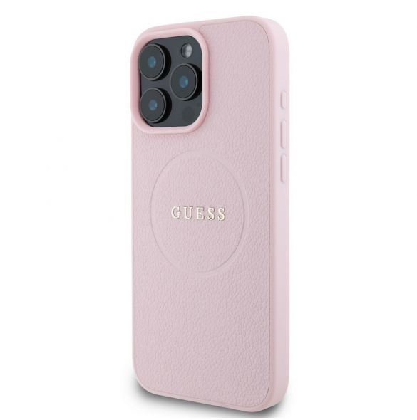Guess PU Grained Classic Logo MagSafe Fodral för iPhone 16 Pro Max Rosa