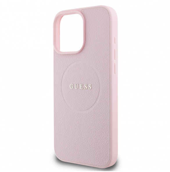 Guess PU Grained Classic Logo MagSafe Fodral för iPhone 16 Pro Max Rosa