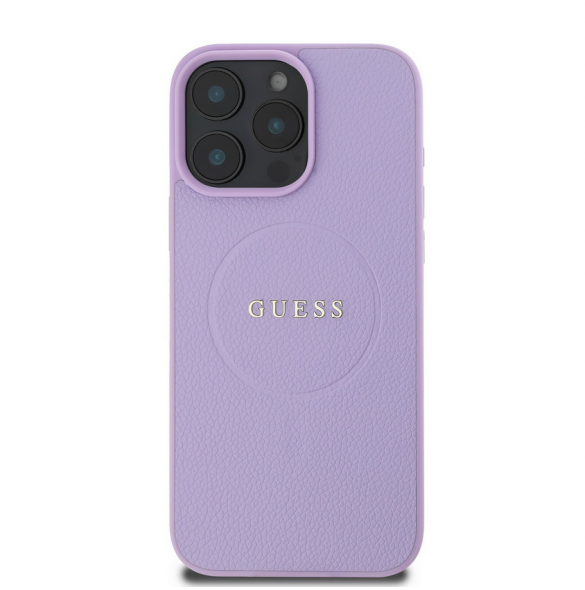 Guess PU Grained Classic Logo MagSafe Fodral för iPhone 16 Pro Max Lila