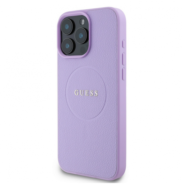 Guess PU Grained Classic Logo MagSafe Fodral för iPhone 16 Pro Max Lila