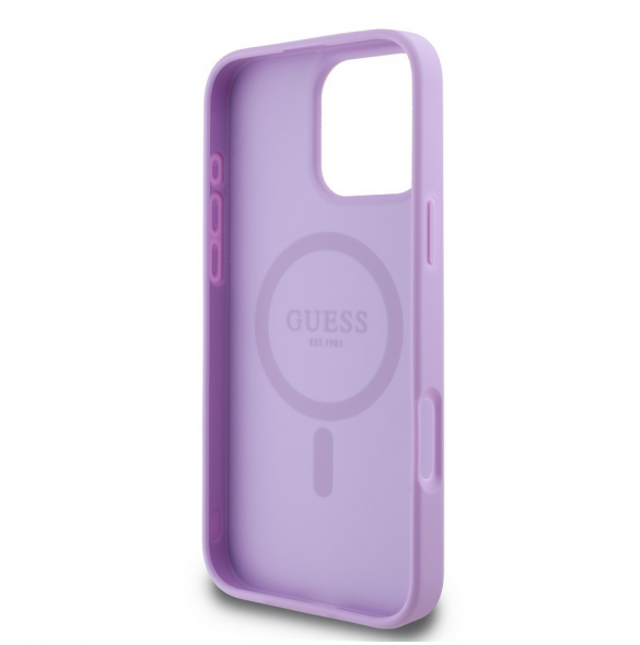 Guess PU Grained Classic Logo MagSafe Fodral för iPhone 16 Pro Max Lila