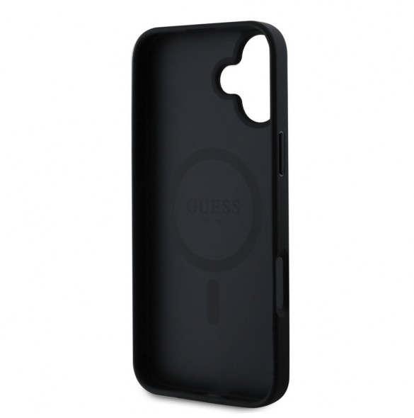 Guess PU Grained Classic Logo MagSafe Fodral för iPhone 16 Plus Svart