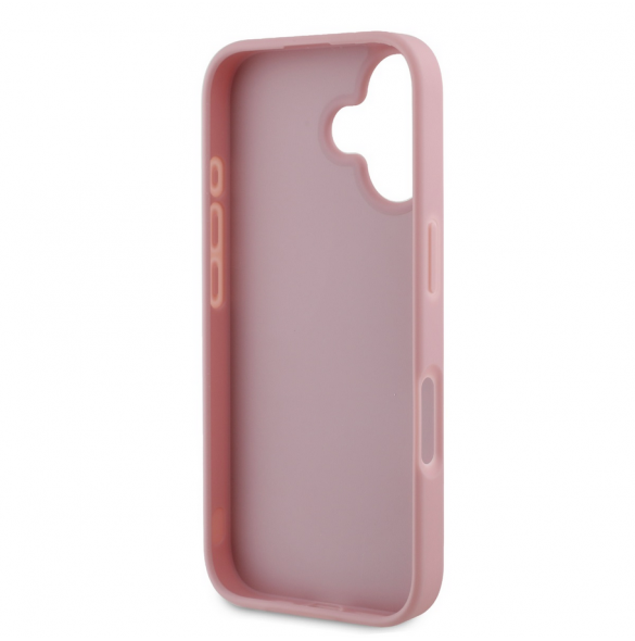 Guess PU Fixed Glitter 4G metalllogofodral för iPhone 16 Rosa