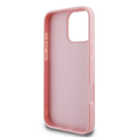 Guess PU Fixed Glitter 4G metalllogofodral för iPhone 16 Pro Pink