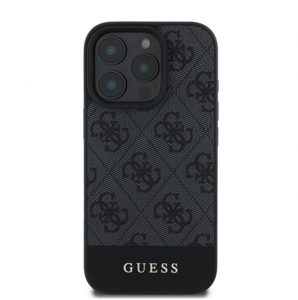 Guess PU 4G Stripe-fodral till iPhone 16 Pro Max Grå