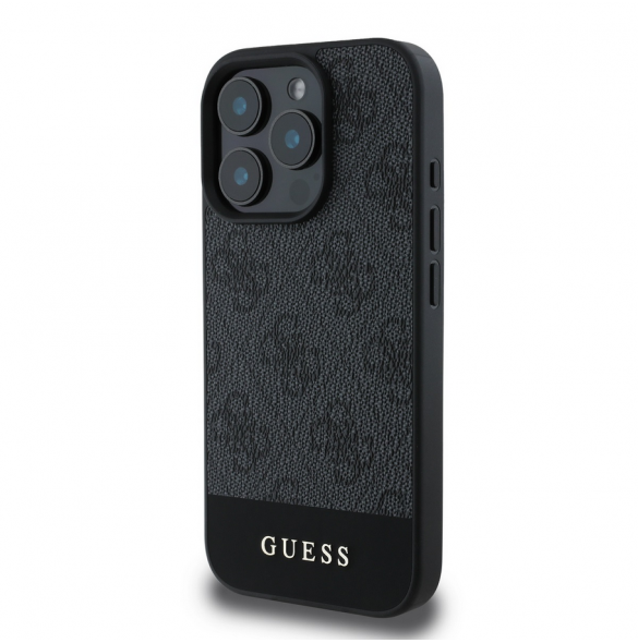Guess PU 4G Stripe-fodral till iPhone 16 Pro Max Grå