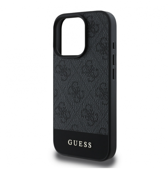 Guess PU 4G Stripe-fodral till iPhone 16 Pro Max Grå
