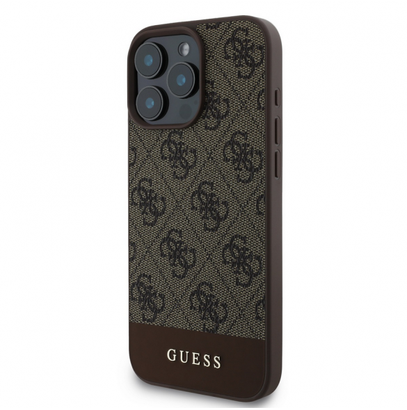 Guess PU 4G Stripe-fodral till iPhone 16 Pro Max Brun