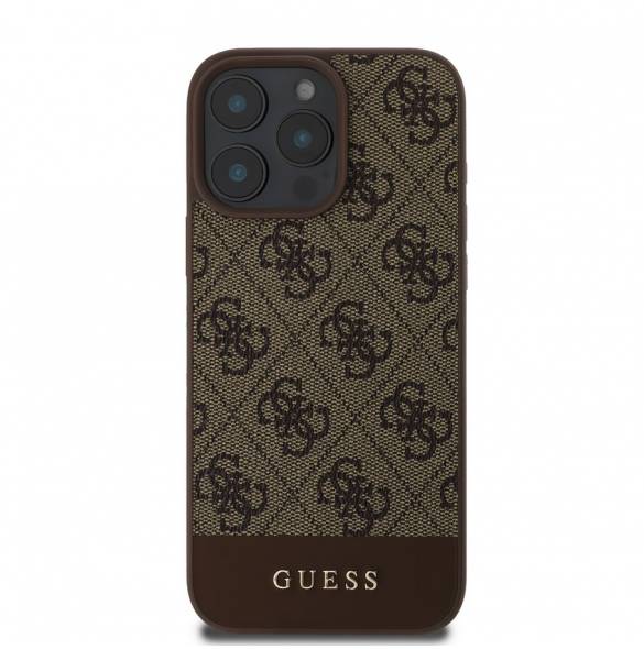 Guess PU 4G Stripe-fodral till iPhone 16 Pro Brown