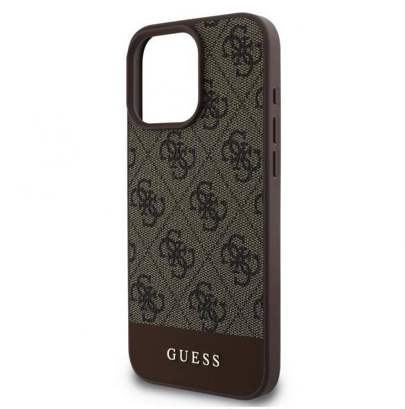 Guess PU 4G Stripe-fodral till iPhone 16 Pro Brown