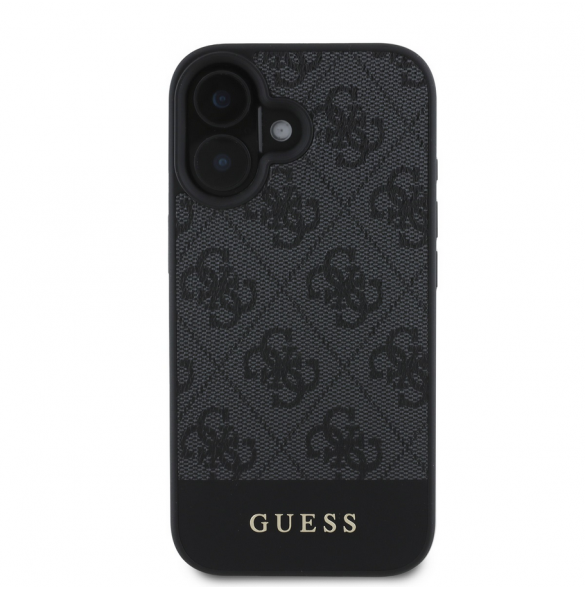 Guess PU 4G Stripe Fodral till iPhone 16 Grå