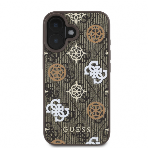 Guess PU 4G Peony MagSafe Fodral till iPhone 16 Brun
