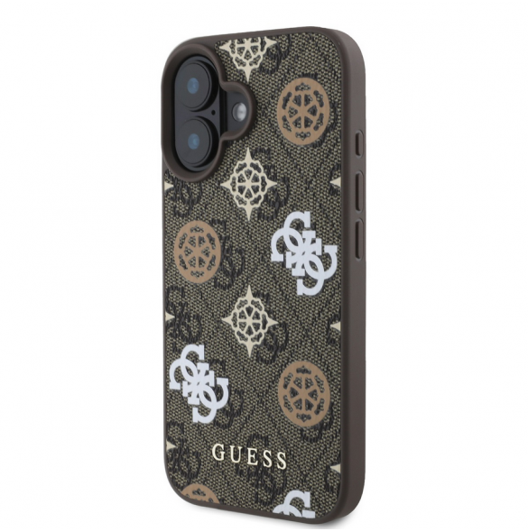 Guess PU 4G Peony MagSafe Fodral till iPhone 16 Brun
