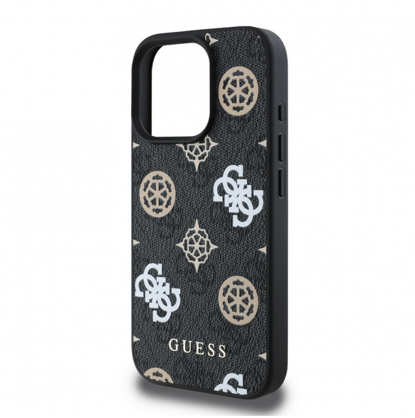 Guess PU 4G Peony MagSafe Fodral för iPhone 16 Pro Svart
