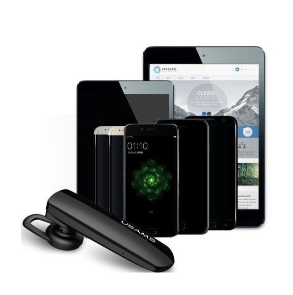 USAMS US-LF001 LF Serie Single In-Ohr Bluetooth Headset - Svart
