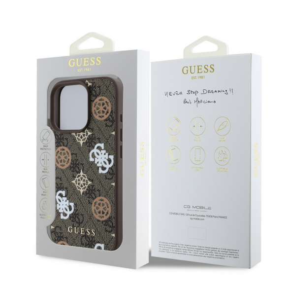 Guess PU 4G Peony MagSafe Fodral för iPhone 16 Pro Max Brun
