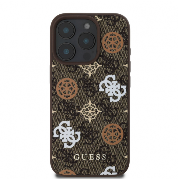 Guess PU 4G Peony MagSafe Fodral för iPhone 16 Pro Brown