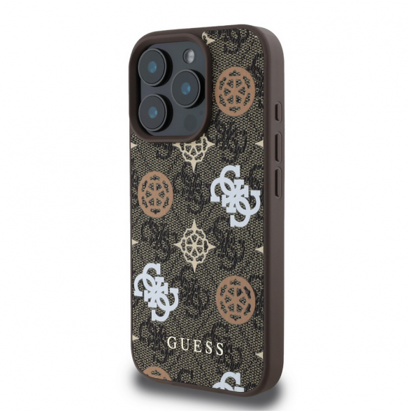 Guess PU 4G Peony MagSafe Fodral för iPhone 16 Pro Brown