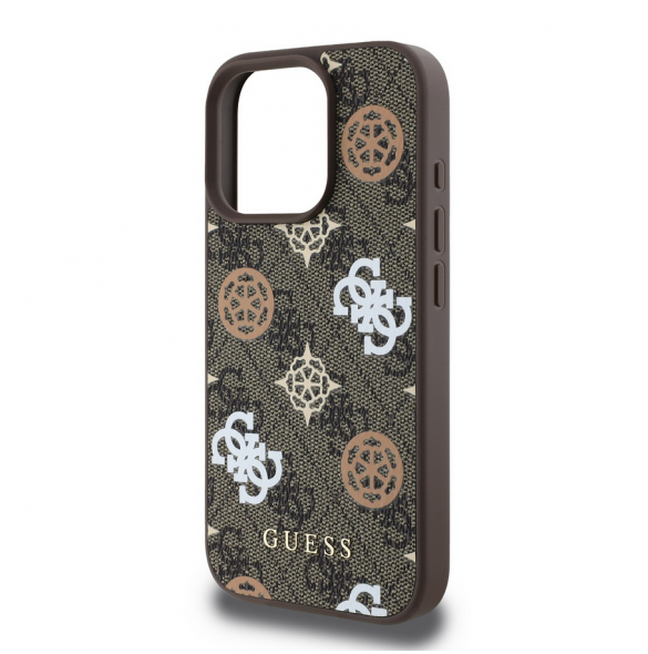 Guess PU 4G Peony MagSafe Fodral för iPhone 16 Pro Brown