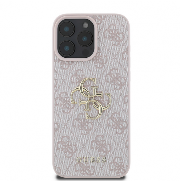 Guess PU 4G metalllogofodral för iPhone 16 Pro Pink