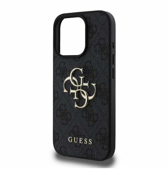 Guess PU 4G metalllogofodral för iPhone 16 Pro Max Grå