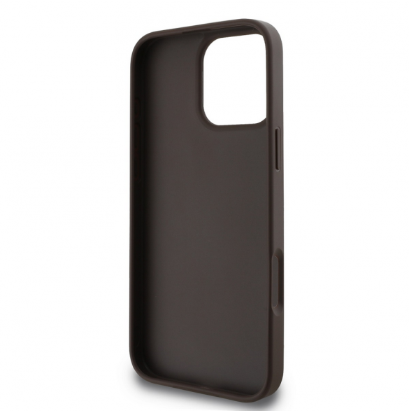 Guess PU 4G metalllogofodral för iPhone 16 Pro Brown