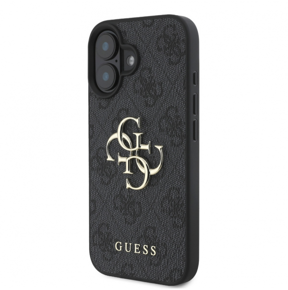 Guess PU 4G metalllogofodral för iPhone 16 Grå