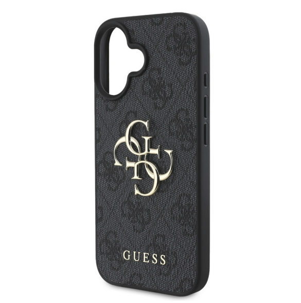 Guess PU 4G metalllogofodral för iPhone 16 Grå